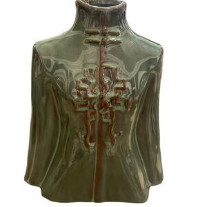 Wonderfully Designed Asian Jacket Vase Olive Green